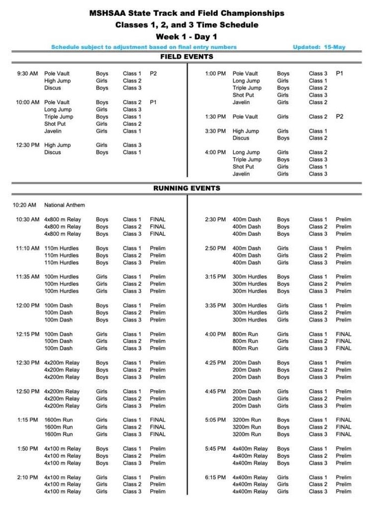 _GoCougars_'s tweet photo. MSHSAA STATE TRACK INFORMATION

FRIDAY (MAY 22) &amp; SATURDAY (MAY 23)

JEFFERSON CITY HS

TICKETS MUST BE PURCHASED ONLINE
https://t.co/nZv446dErt https://t.co/FD0l7jbG1U