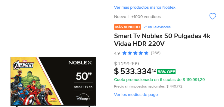 AhorraconNahue's tweet photo. 🛒MERCADO LIBRE

Smart Tv Noblex 50 Pulgadas 4k Vidaa HDR 220V  

▫️$533.334

Encontralo en el link 👇

https://t.co/2BAgaHdMf3 https://t.co/ZnJDxPsguW