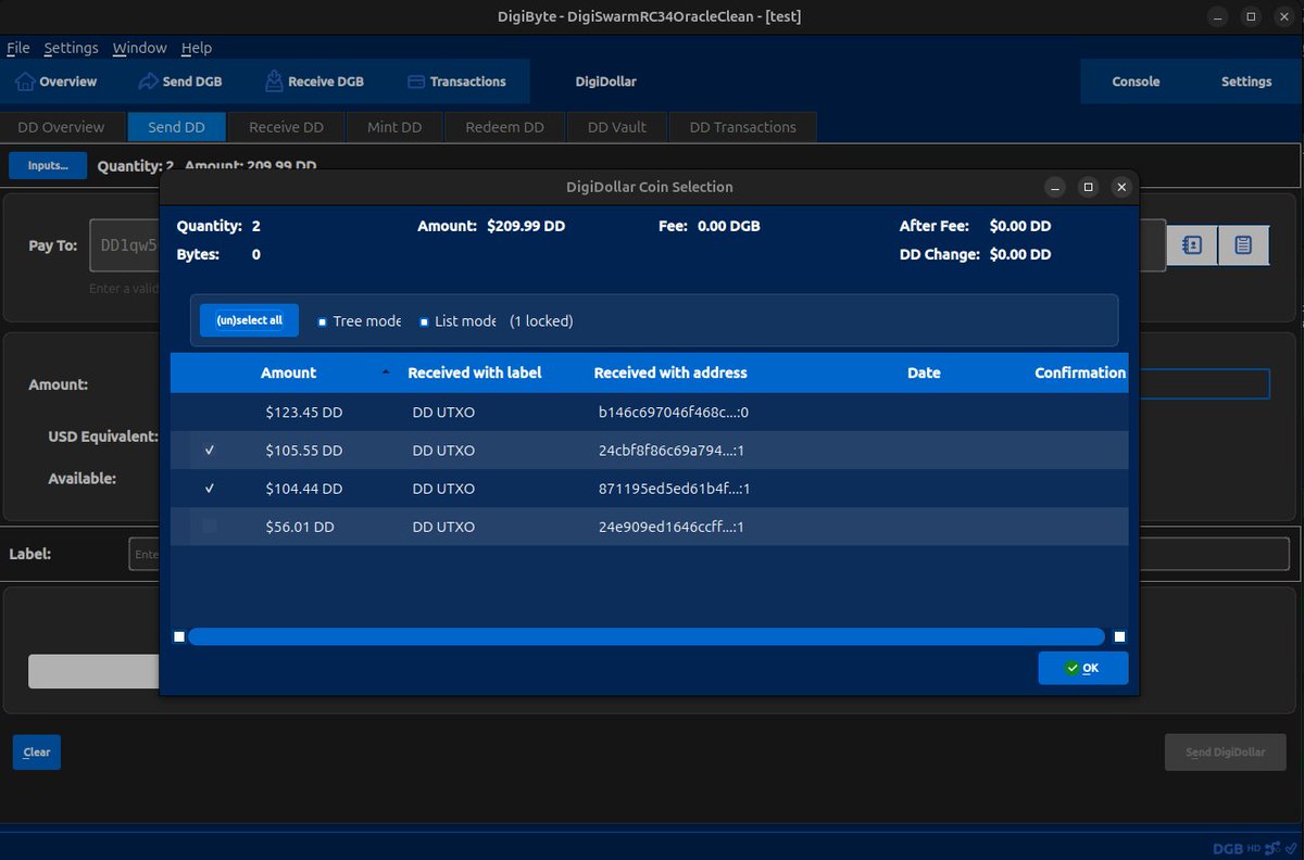 jaredctate's tweet photo. In RC39 $DGB DigiDollar coin control allows you to select inputs to spend manually just like normal DGB. This is useful for input/output consolidation and UTXO management: https://t.co/UNI5iGQxSl