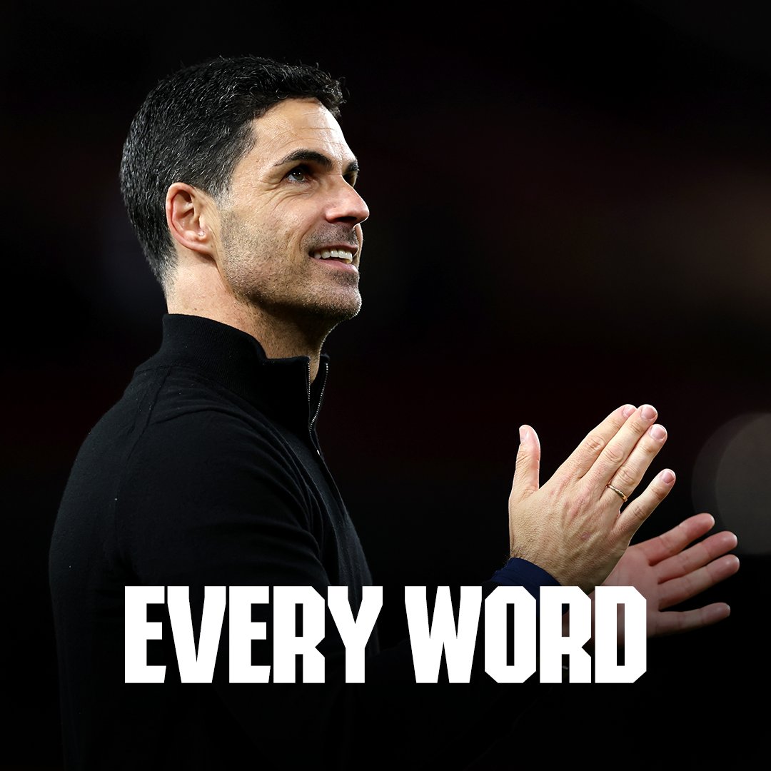 Arsenal's tweet photo. ⛔️ Clean sheet run
🎙 Post-match speech
📅 Two big final games

Read every word from Mikel's post-Burnley presser 👇