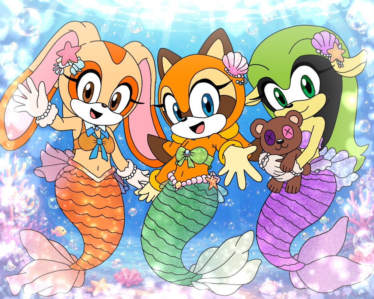IsaahVieira2010's tweet photo. Three little mermaids!!🧜‍♀️🫶🏻💕🫧✨️
#sonicthehedgehog #cute #fanart #drawingbyme #viral https://t.co/fJLBRV2ODd