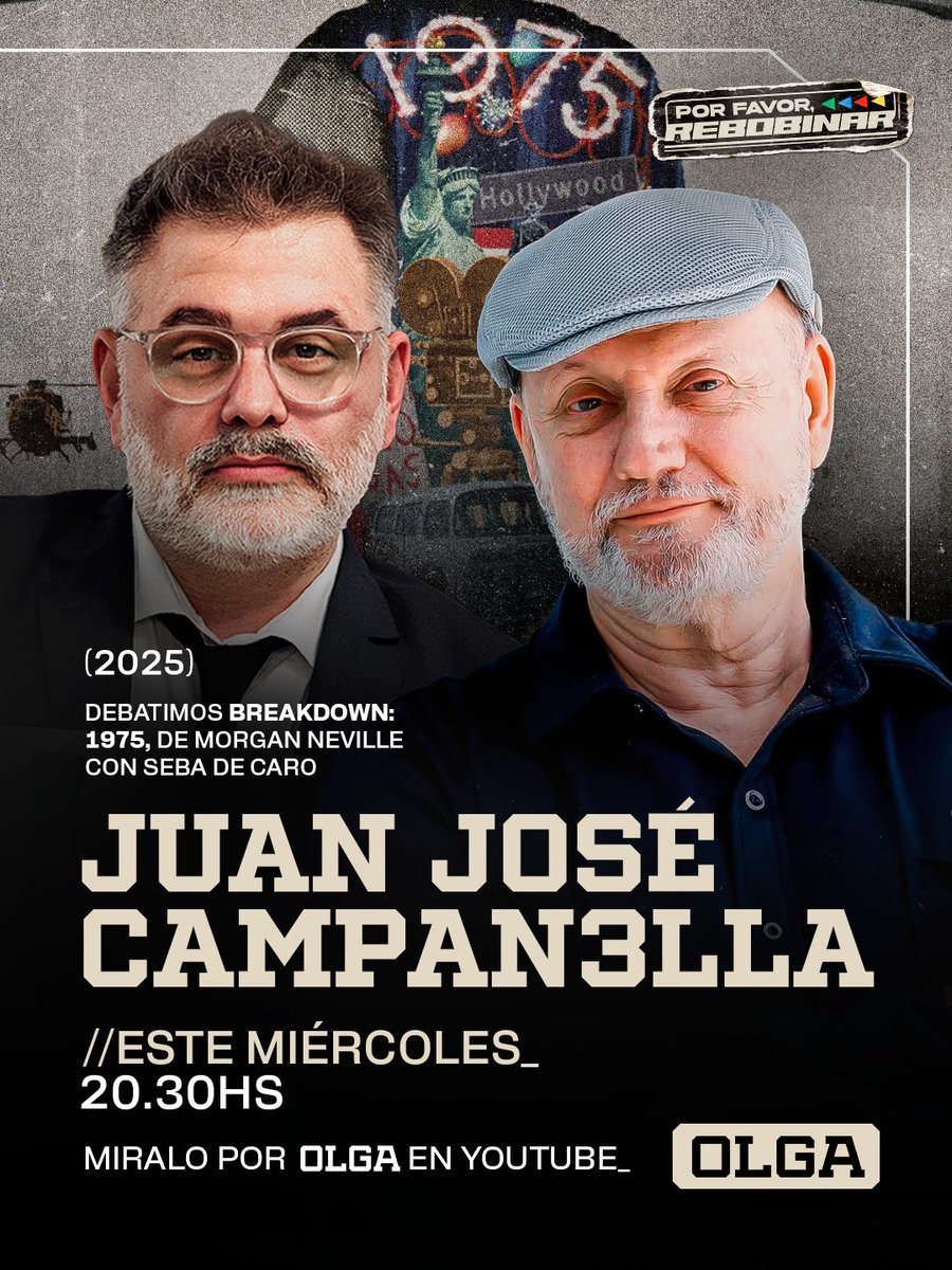 criticoycitrico's tweet photo. ¡El "Por Favor Rebobinar" que se viene este miércoles! Primero, Juan José Campanella (@juancampanella), para hablar del cine del '70, y luego Felipe Wein (@weinF_) y Valentín Wein, para conversar de la nueva generación del cine y Tiempo de Pagar. Los esperamos en @olgaenvivo. https://t.co/MJR3vvGyos
