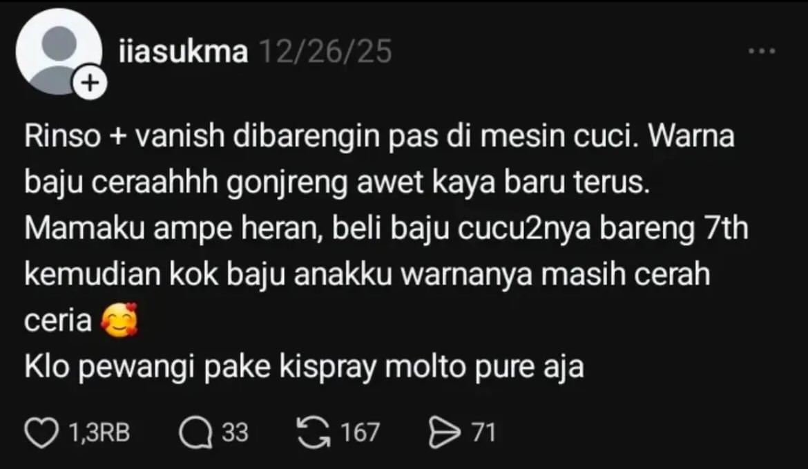 nadaeladela's tweet photo. PLISSS ibu-ibu kenapa baru spill beginian sekarang 😭🙏

ternyata ada trik nyuci yang bikin warna baju tetep cerah &amp; gak cepet kusam walau udah dicuci berkali-kali 💀✨
pantesan ada orang yang bajunya selalu keliatan baru terus… https://t.co/2UAzqj4fjU