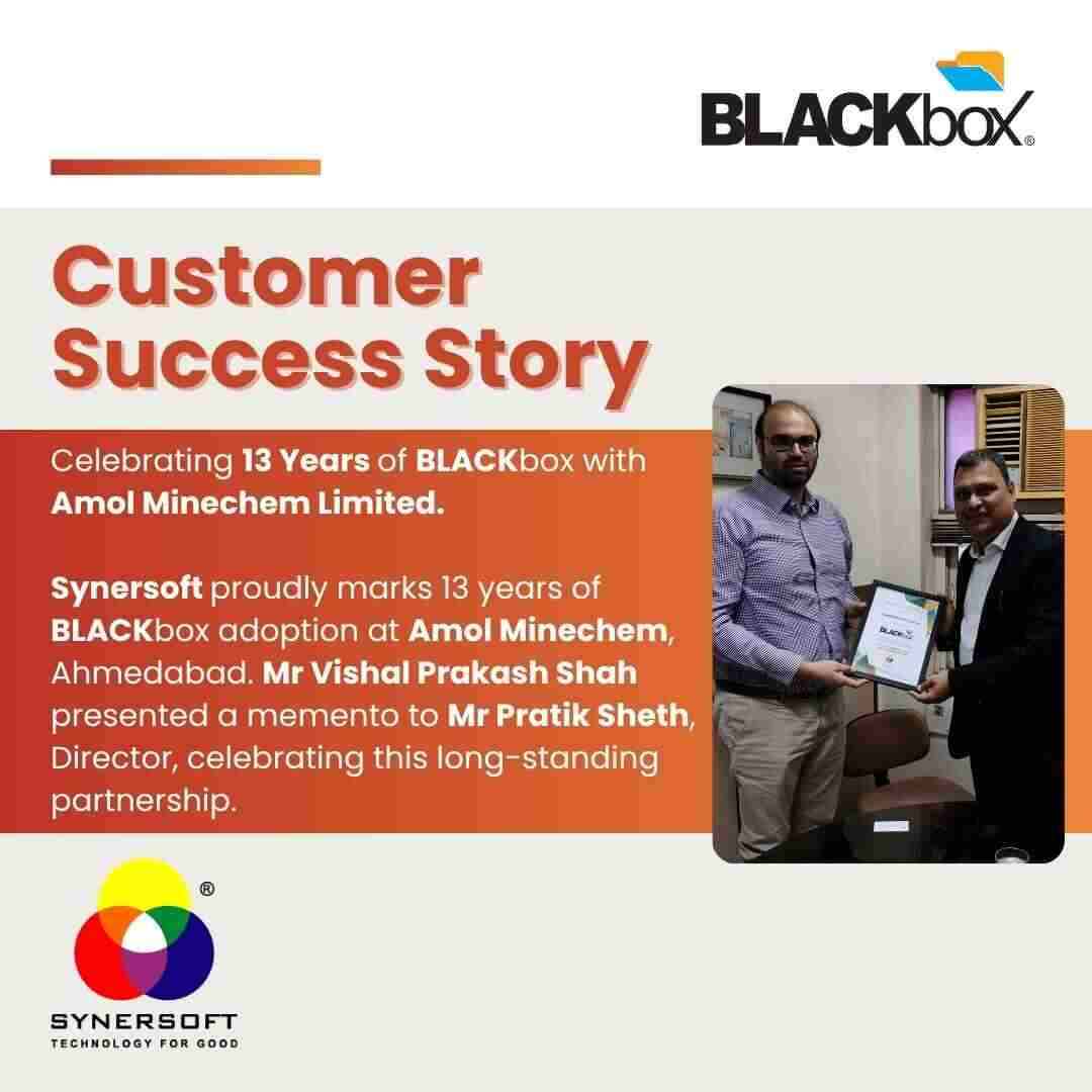 SynersoftTech's tweet photo. 🏆 13 Yrs of Unshakable Data Security! 

How Amol Minechem Ltd protects 100 users across offices &amp; factories while slashing traditional IT infrastructure costs by 60% and email expenses by 70% with BLACKbox Prime. 🛡️💼

📖 Read:
🔗 https://t.co/VAS2WZRg23

#MSME  #BLACKbox https://t.co/IuMvaC7wtK