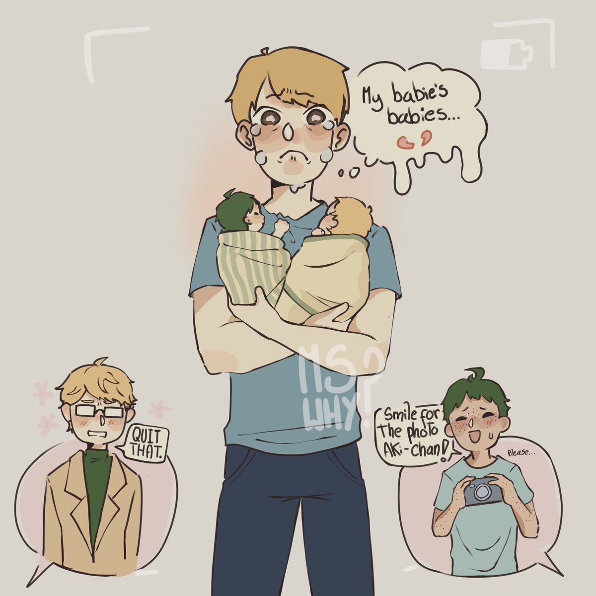 mswhy_art's tweet photo. Tskym twins and their crybaby uncle 🦖🍼

#Tsukkiyama #TSKYM #月山 https://t.co/A6UOL4Z45q