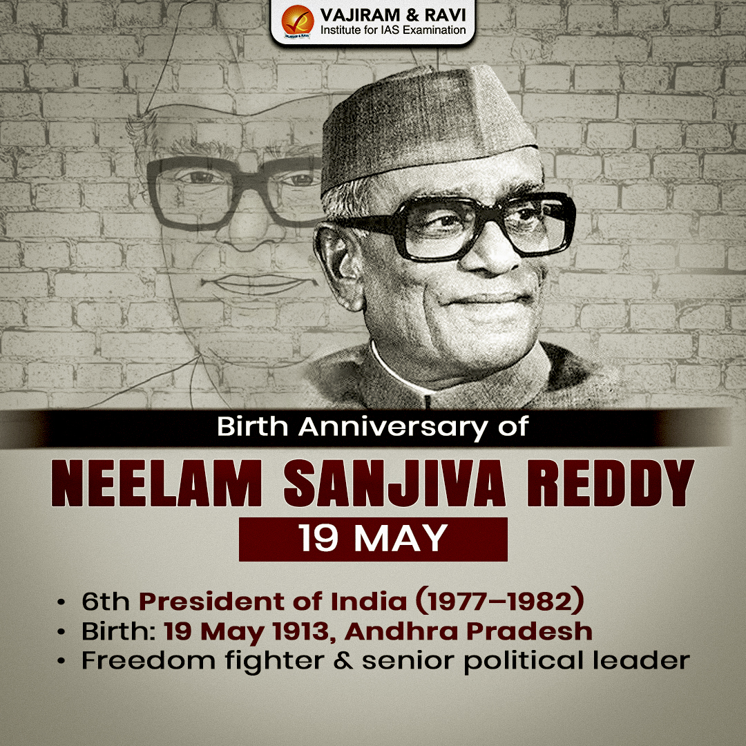 VajiramRavi's tweet photo. Remembering Neelam Sanjiva Reddy on his birth anniversary — freedom fighter, statesman, and the only unopposed President of India 🇮🇳
#NeelamSanjivaReddy #IndianPolity #UPSC #UPSCPreparation #HistoryOfIndia #PresidentOfIndia #IndianHistory #UPSCCSE #VajiramAndRavi #FactFile https://t.co/kk9QvsbPCV