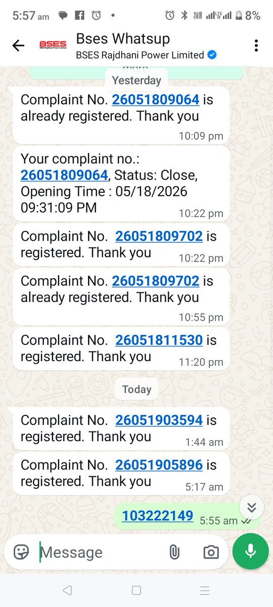 acmohan27's tweet photo. @bsesdelhi @gupta_rekha @narendramodi Sir in last 10 hours electricity not available in Bhagwati garden made 6 complaint and all are close without any solution how criminal activities doing in Delhi, rekha madam and Modi ji you should protect complaint mechanism to prevent misuse https://t.co/WCGo4rhRVn