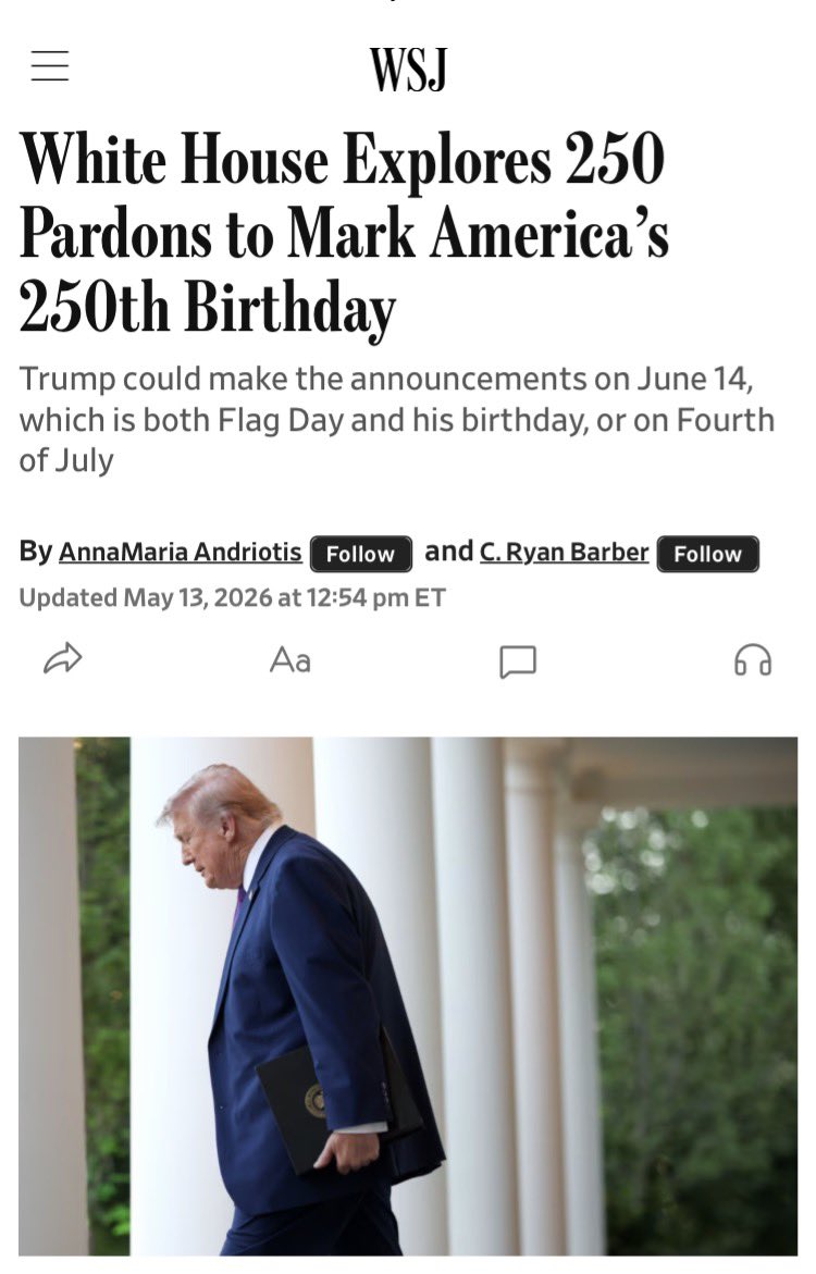 Crypto_d0c's tweet photo. So Trump is planning on issuing 250 presidential pardons to mark America’s 250th birthday. 

Sounds like an amazing opportunity to bring Snowden home!

7K9YEepYXwSmiVreL7s1mqoxeLGFQ5z4v2Vimxx4pump

@PardonSnowden_X https://t.co/J8FtQcy8oX