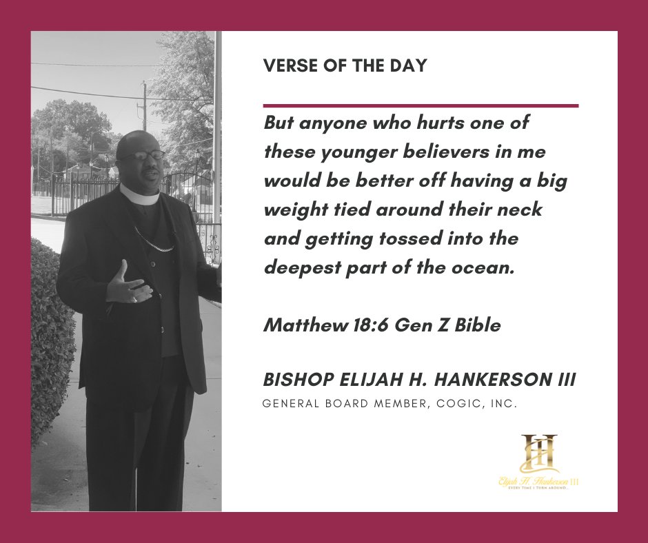 ElijahHankerson's tweet photo. VERSE OF THE DAY: Matthew 18:6 Gen Z Bible
_________
(To receive ministry updates, text “Hankerson” to 314-315-9371 or go to https://t.co/06akzmfYmh) #Bible #IveGotWorkToDo #COGIC #TeamCOGIC #RLH #MMEJ #LCIC #RIJ #GNHEJ #AL3 #EveryTimeITurnAround #COGICGeneralBoard #GeneralBoard #Hope #Inspiration #IDOE #COGICIDOE #Motivation #SLMCC #GeneralBoardMember #ChurchOfGodInChrist #TeamHankerson