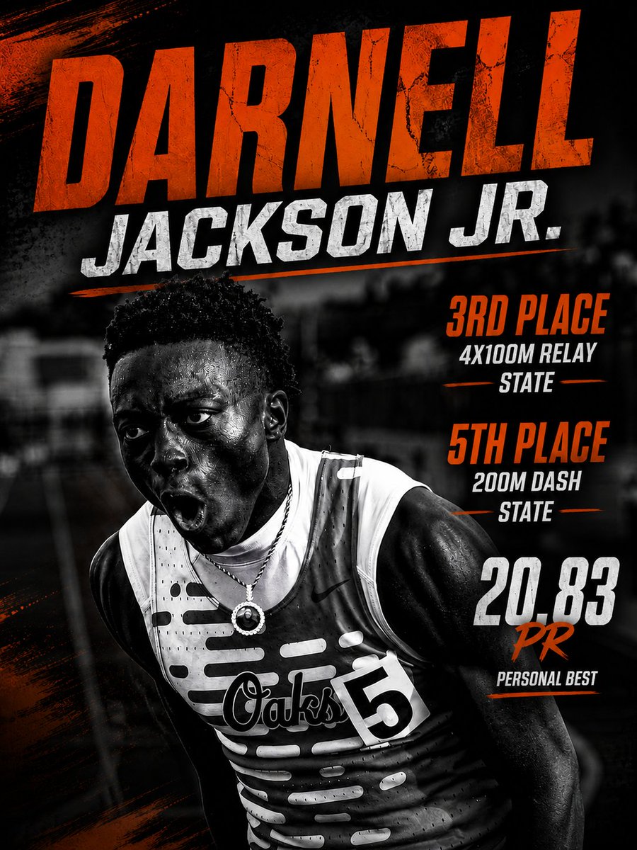Darnell2Jackson's tweet photo. The goal was STATE…and we made it! 
3rd place in the 4x100m and Top 5 finish in the 200m.
Thank you to my coaches, trainers, teammates and our supporters! 
Grateful for this journey! 

SZN PRs
100m 10.08| 200m 20.83| 
400m 48.07| 4x100m 40.07

@GOaksTrack @CoachCrisostomo
@coach_mcdowell @CoachEkanem