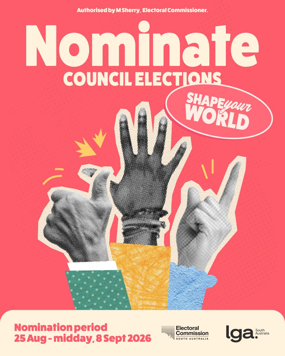 PPRCSA's tweet photo. SHAPE YOUR WORLD: 2026 COUNCIL ELECTIONS
Thinking about stepping up for your community in 2026?
Running for council is a chance to be part of the decisions that shape local life.
Find out how to nominate, what’s involved and how to get campaign ready.
👉 https://t.co/TQ6U7jhZVw https://t.co/KSfSipByyh