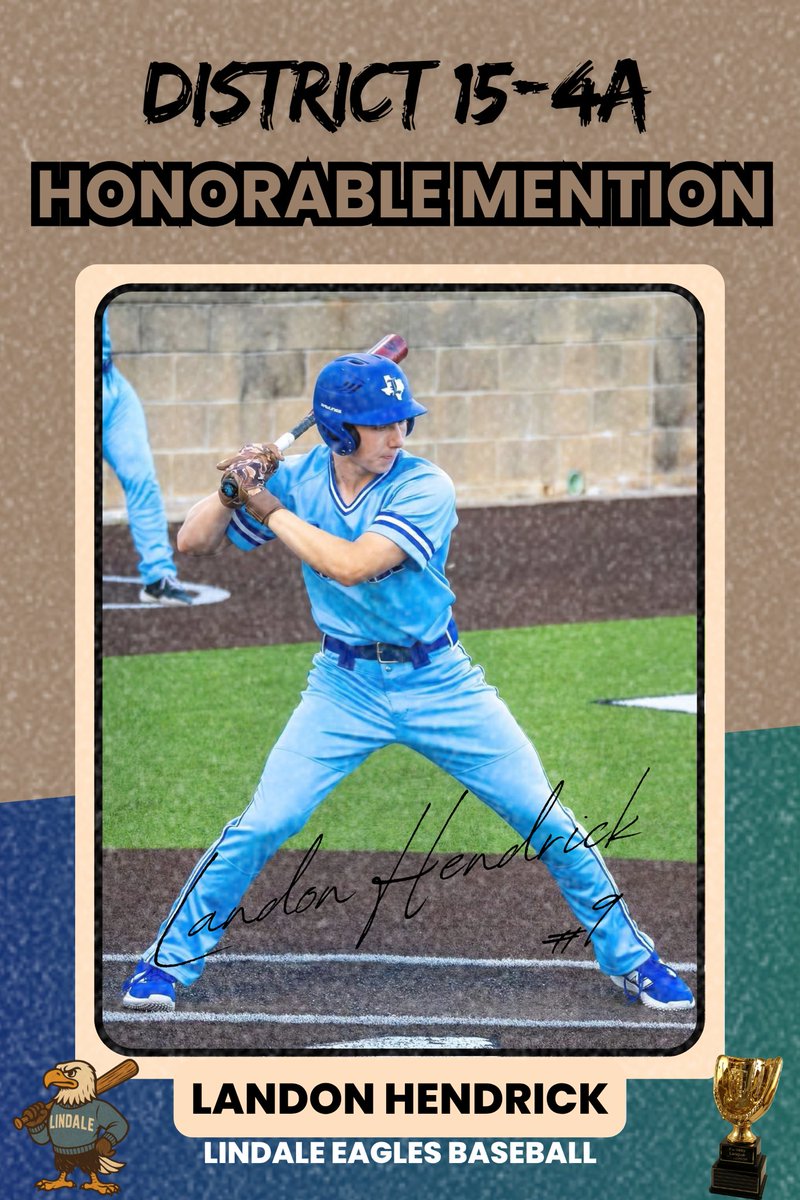 LindaleBaseball's tweet photo. District 15-4A Honorable Mention All-District

#4 CJ Dworacyzk
#1 Hayden Gateley
#7 Hudson Harry
#9 Landon Hendrick

#AAIT https://t.co/Jng5v4frjJ