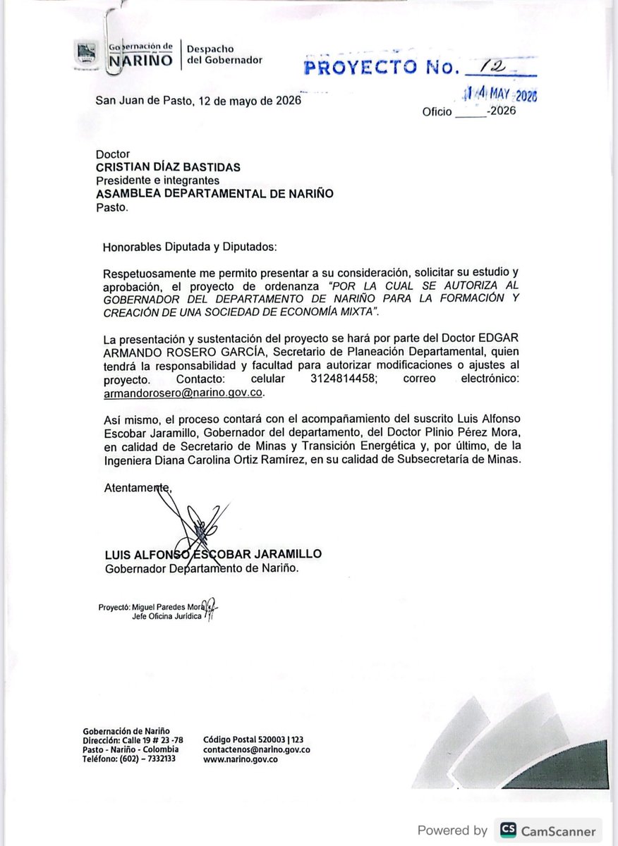 ODBenavidesA's tweet photo. A escondidas, en sesiones extraordinarias, durante el fin de semana y sin escuchar a las comunidades: así quiere aprobar #Prominar el gobernador Luis Alfonso Escobar en la Asamblea de Nariño.

Las decisiones limpias se discuten de frente, con la comunidad, con total transparencia. Las que se hacen de afán, un fin de semana de puente, de noche despiertan todas las sospechas.

Si Prominar es tan buena idea, ¿por qué correr a aprobarla casi a escondidas?

El territorio no es un botín político ni un negocio que pueda decidirse de noche mientras la ciudadanía está distraída.

Le exijo al Gobernador de Nariño  Luis Alfonso Escobar pare este atropello, abra el debate público, actúe con transparencia y consulte con las comunidades este proyecto tan trascendental para el futuro de nuestra región.