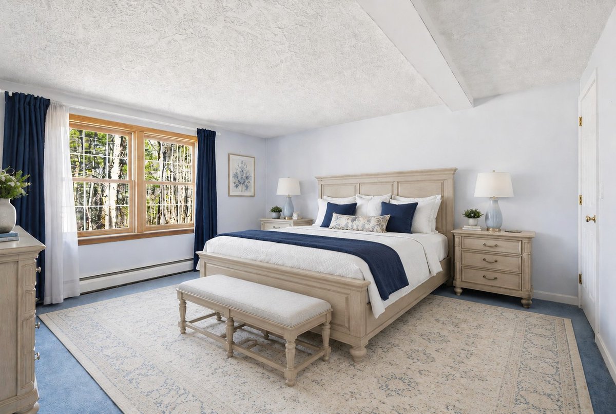 virtuallystaged's tweet photo. ✨ Restyle Your Online Real Estate Listing for Just $35 Per Photo! ✨Empty or outdated rooms can make it hard for buyers to picture the full potential of a home. 
This bedroom went from dated to a fresh, beautifully styled master bedroom with light traditional furniture. https://t.co/30OYpe6Yk2