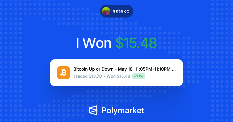 crypt0neum's tweet photo. I just won $15.48 on @Polymarket!

Join me and put your money where your mouth is: https://t.co/Ek9KaD4L3S https://t.co/r75Arz2mU8