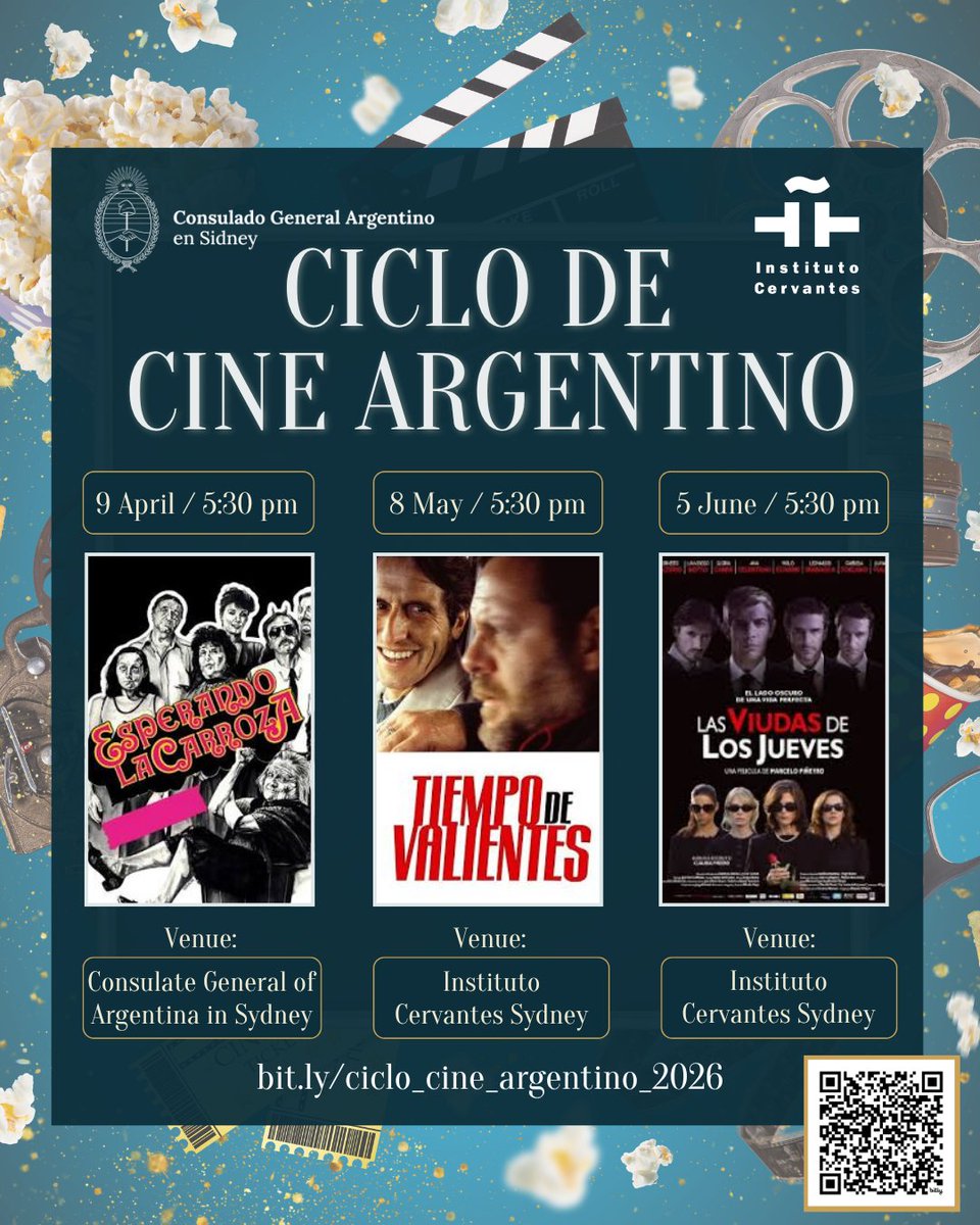IC_Sydney's tweet photo. Ciclo de Cine Argentino🎬🇦🇷

El Instituto Cervantes Sídney y el Consulado Argentino en Sídney les invitan a la última proyección del Ciclo de Cine Argentino: “Las viudas de los jueves”

📅 Viernes 5 de junio
🕠 5:30 pm
📍 Instituto Cervantes Sídney

🎟️ https://t.co/CWh7HSeY1Y 🍿 https://t.co/TJymMtrFjJ