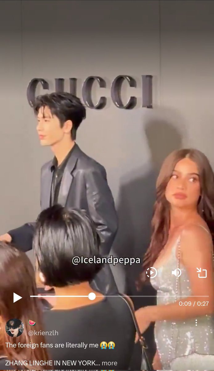 GPship23's tweet photo. Dyosa @annecurtissmith meets Zhang Linghe of #PursuitofJade in NYC. Gwapo and gwapa 😍

Screenshot taken from the video uploaded by @krienzlh https://t.co/TEKBczPk1J