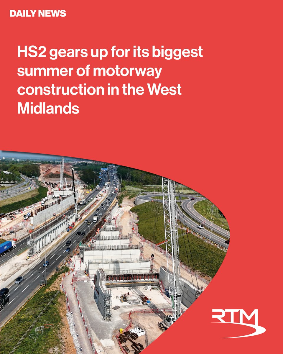 thertmnews's tweet photo. 🚧 HS2 is about to cross the motorway network – literally.
This summer marks the project’s biggest programme of live motorway works yet on the M42 & M6.
• Closures cut from 9 ➝ 6 through smarter planning
Read more: https://t.co/mmqTh97600
@HS2ltd #HS2 #UKInfrastructure #RailEngineering 🚄