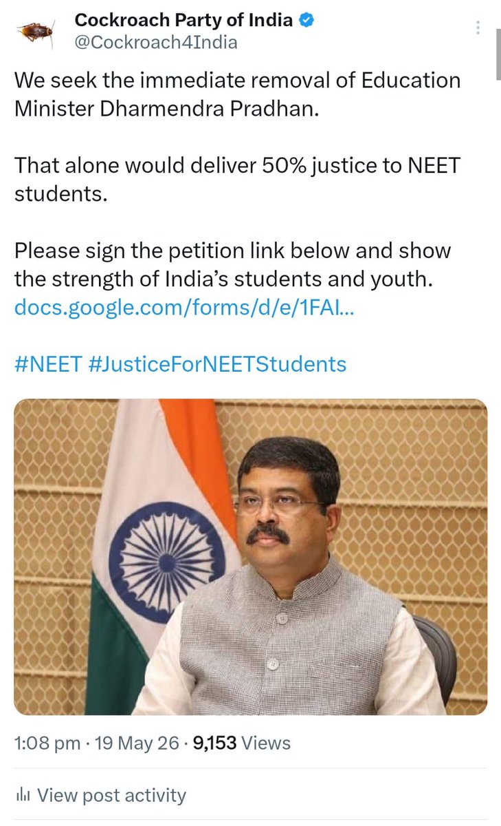 Cockroach Party of India tweet media
