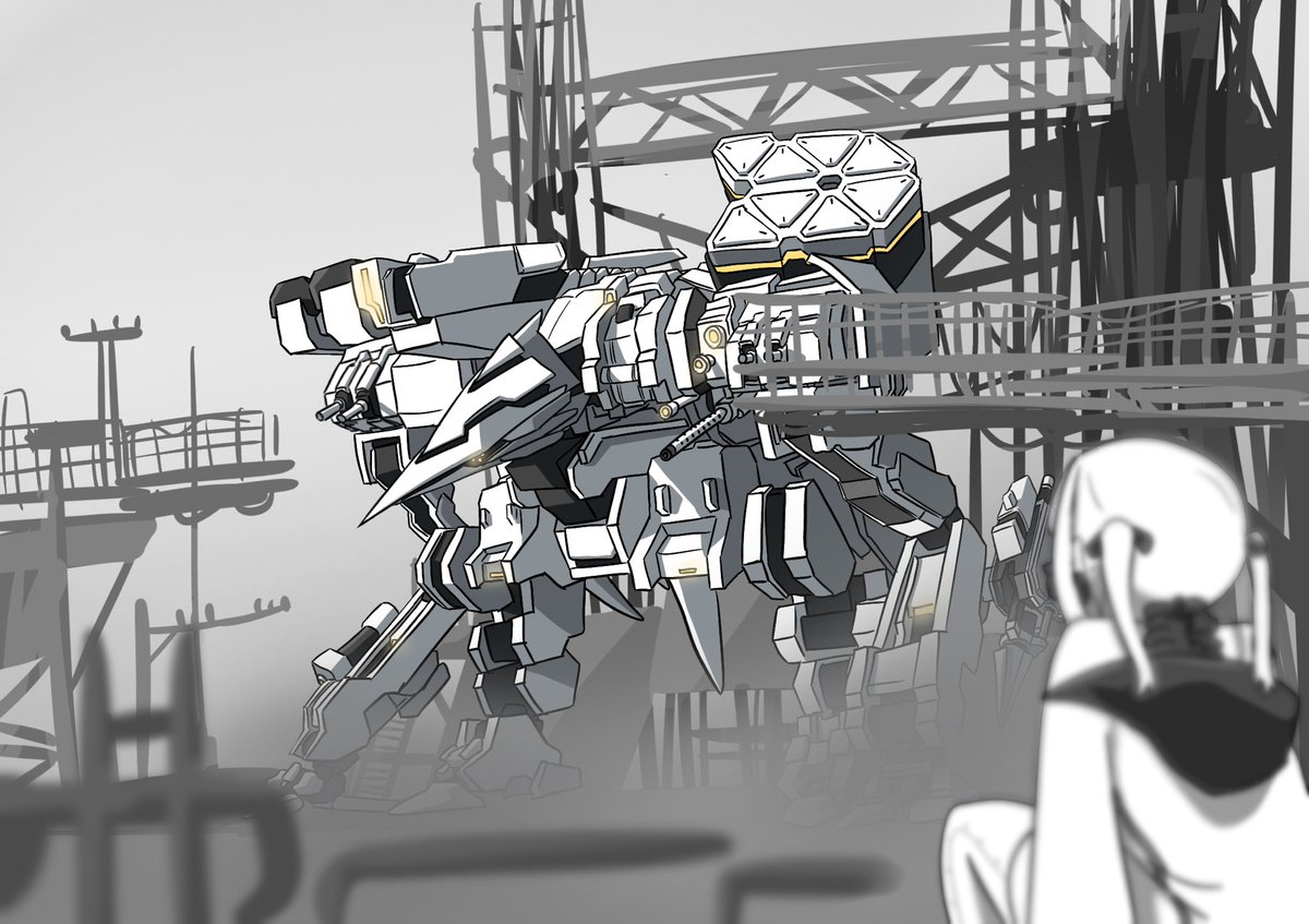 ゲブラってブルアカの中でも別ジャンルなかっこよさしてるじゃんね。俺が描くと何故かアーマードコアる(動詞) #ブルアカ 