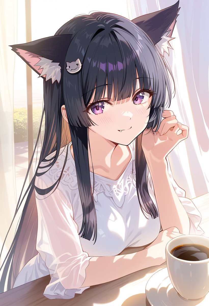 DaysAI ＃AIイラスト こんにちは♪😺☀☕🍫 今日も暑いですね🥵