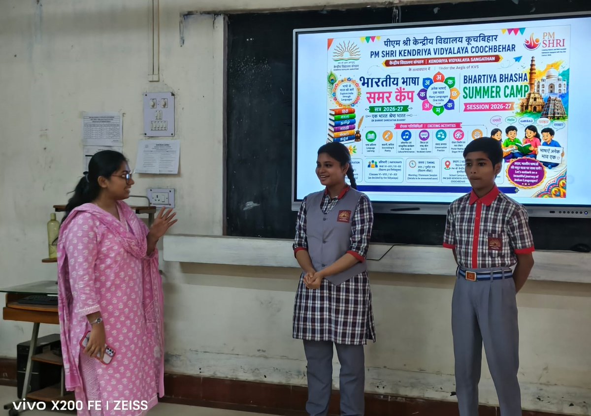 KCoochbehar's tweet photo. Learn one more bhartiya bhasha in Bhartiya Bhasha Summer Camp in the Vidyalaya. A vibrant celebration of Indian languages, culture, and creativity is here!
@KVS_HQ https://t.co/SsBapcchjJ