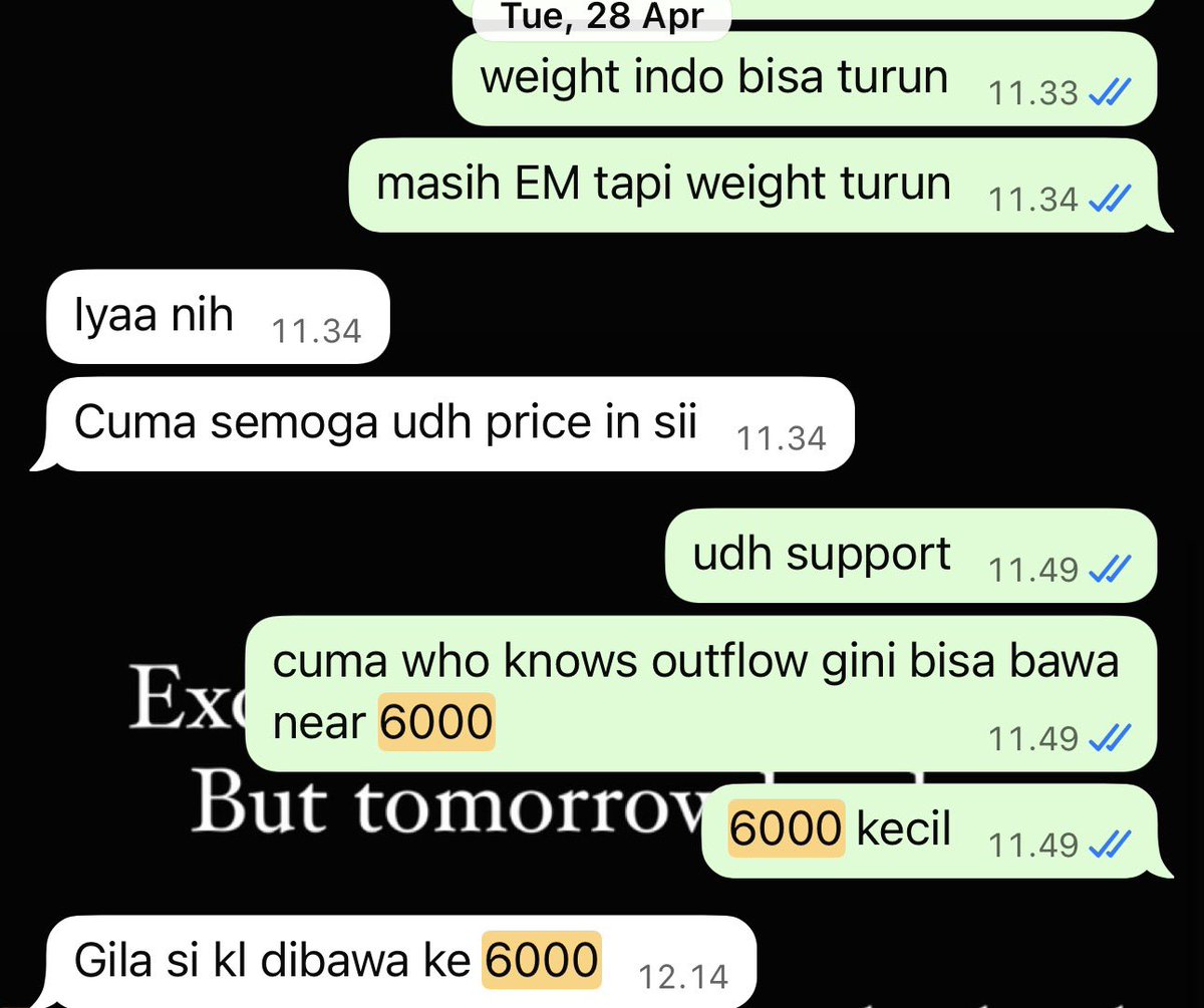 yosuakh's tweet photo. Semangat pahlawan bursa! Kemarin bilang ke temen $IDX mau di bawa ke 6000an kecil, taunya karena technical and macro support.
And thankfully ga kena drawdown $IHSG, tapi round trip 😂.  

My outlook remains kalau $IDX mungkin weight di turunin and maintain liga emerging marketnya. 

Cheers semangat dan buy the dip?🤣