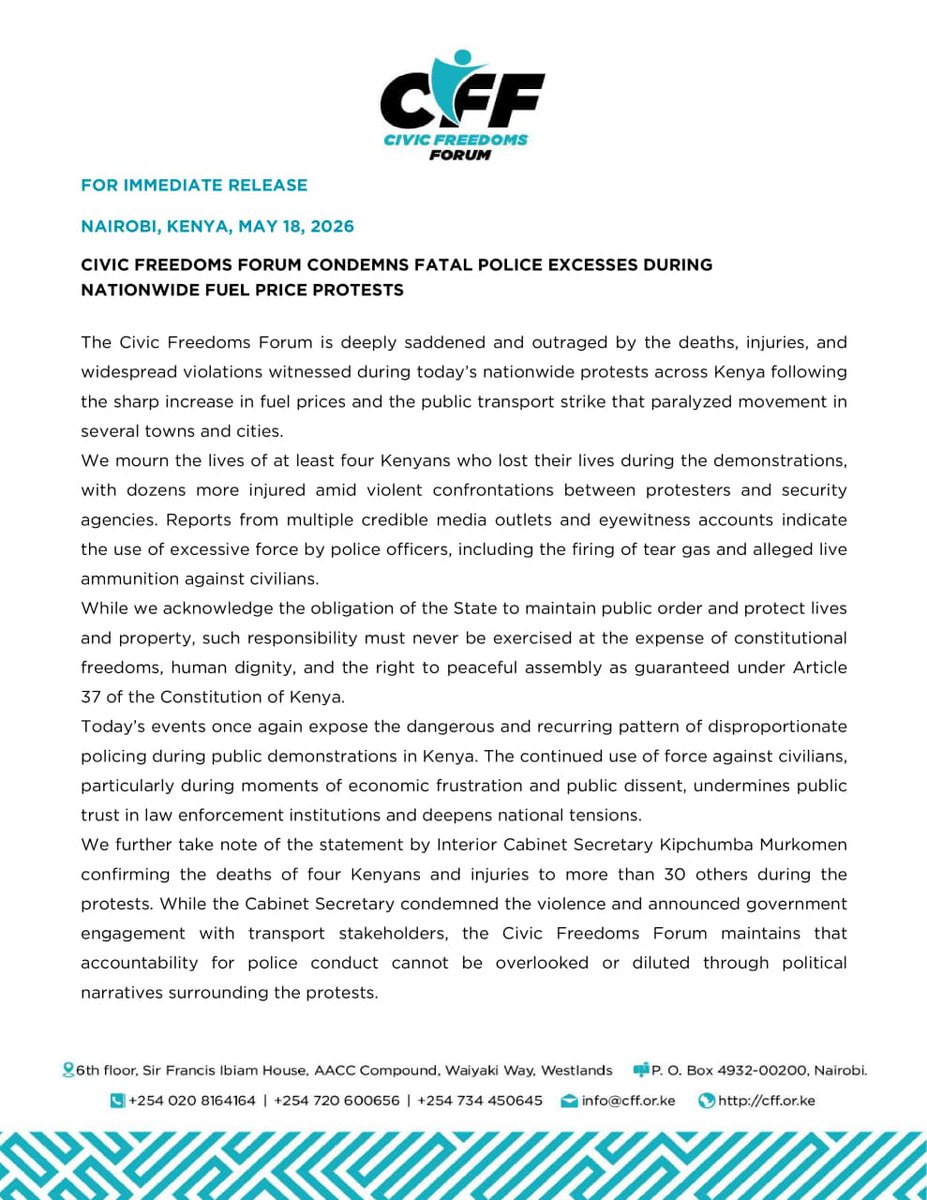 owegib's tweet photo. Lives have been lost, many injured, and families shattered in today’s protests. We condemn the excessive use of force witnessed and call for urgent accountability and justice.
Peaceful protest is not a crime.
Full statement below. https://t.co/Yg2KymGCV4 https://t.co/kxScvuEzXg