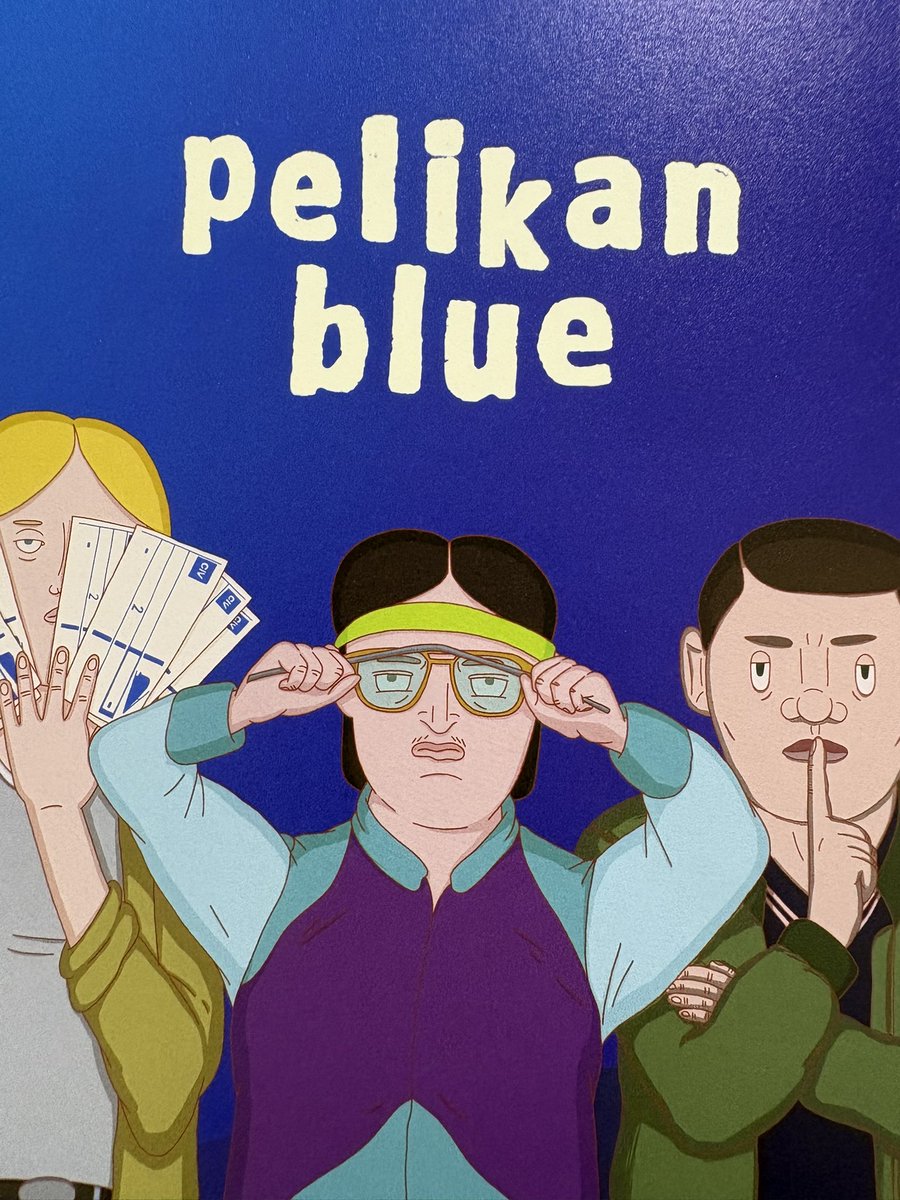 bright_side83's tweet photo. 先日シネマリスで“pelikan blue”を観た。アニメ映画はそれほど好きでは無かったんだけど、この3人並んだキャラクターと、「どっか行こうぜ」というキャッチコピーだけで「この映画、観よう」って思った。お洒落なアニメーションと音楽。エンドロールは1カットごとポストカードにしたいくらいだった！ https://t.co/Ypj2ReyqEe