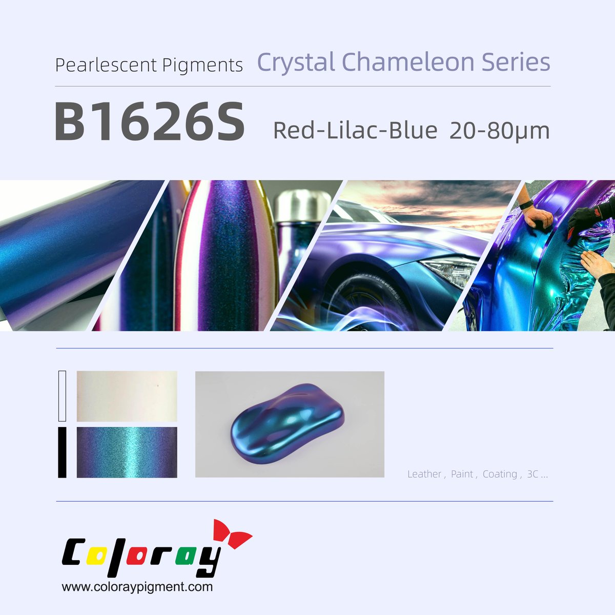 ColorayCosmetic's tweet photo. Recommendations by coloray : Crystal Chameleon Series B1626S,Red-lilac-blue,20-80μm  #pigment #coloray #pearlescent https://t.co/zU4l7VtHwN
