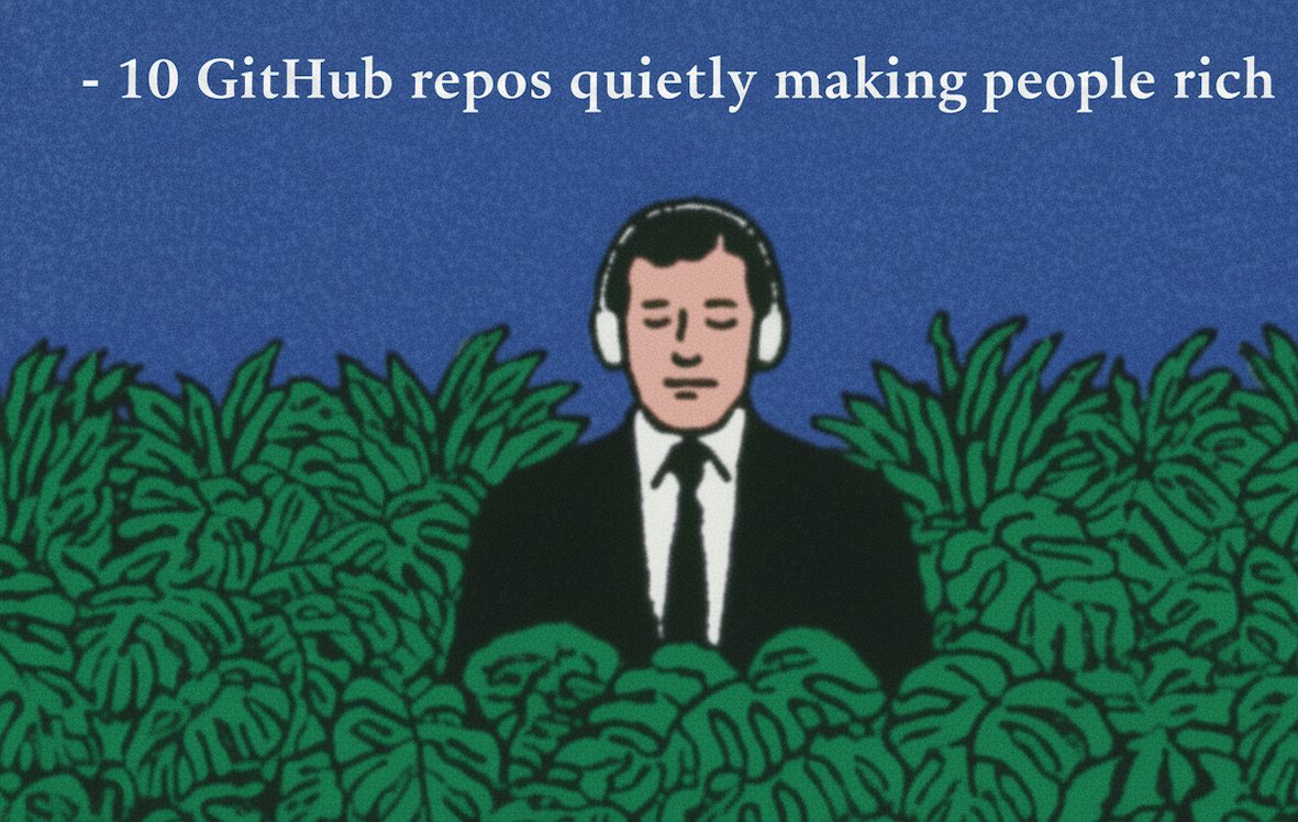 AlexAiSurfer's tweet photo. 10 GitHub repos quietly making people rich (real sauce)

1. https://t.co/zYUjEOBP6R — Calendly, open-source. White-label it, sell to dentists and lawyers at $200/mo. Founders did exactly this → $5M ARR in 3 years. (https://t.co/bFCj3qmt9P)

2. Plausible Analytics — Google Analytics without the creepy data harvesting. Self-host, resell to agencies at $50/mo per client. Two guys bootstrapped this to 7 figures. (https://t.co/pmLPideeuz)

3. Ghost — Substack, except you keep 100%. 1,000 readers × $5/mo = $60K/year. Forever. (https://t.co/A4BJlz4ENq)

4. n8n — The Zapier you actually own. Charge $500–$2,000 per automation setup. Raised $14M because the agency play under it prints. (https://t.co/mIZmfNAsVH)

5. Supabase — Firebase, free. Ship a SaaS in a weekend and charge $29–$99/mo. $116M raised. Not for fun. (https://t.co/M8NU1MemFT)

6. Medusa — Shopify, but the 5% goes to you instead of Shopify. (https://t.co/X6edNRUone)

7. AppFlowy — Notion for companies that refuse to put data in someone else's cloud. $30M raised. Enterprise paranoia is a market. (https://t.co/zmrG5f9XEU)

8. Coolify — Vercel + Heroku, self-hosted. Charge devs $20/mo to kill their $200 Vercel bill. (https://t.co/fpA7T8ZWjF)

9. Listmonk — Mailchimp at the cost of an AWS invoice. Resell to agencies at 10x. (https://t.co/Pq3KqoKETq)

10. Penpot — Figma for agencies that won't upload client files to the cloud. (https://t.co/1esoFbS21h)

Fork one this weekend and ship it next week.

The model's already proven, you just have to use it.
100% free & open source.