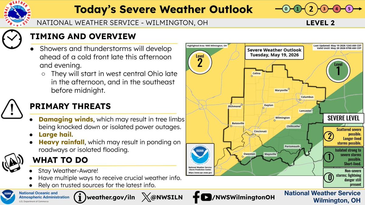 NWSILN's tweet photo. Showers and thunderstorms are possible Tuesday afternoon and into the overnight. Some strong to severe storms are possible. https://t.co/uYneFJYKv8