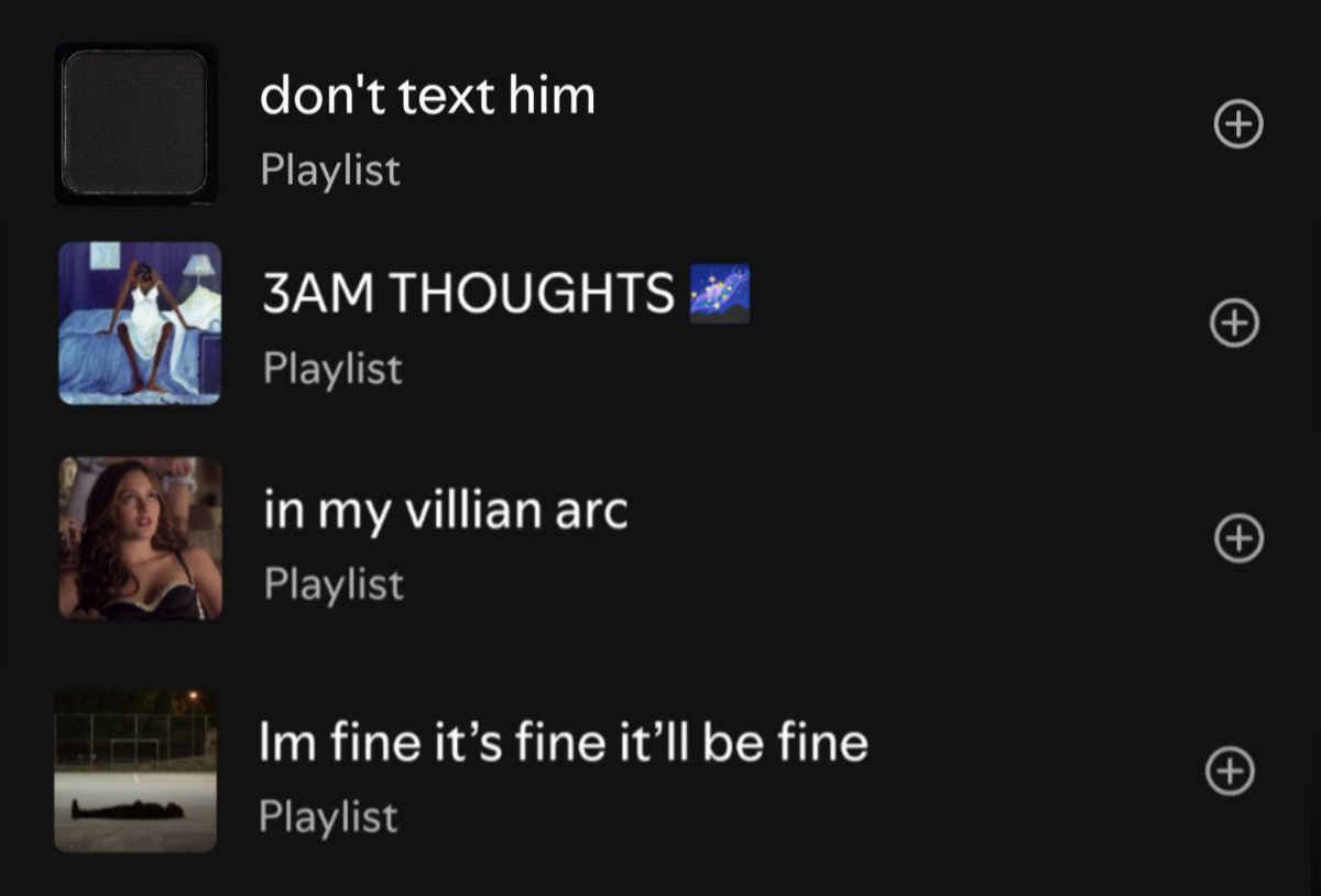 Riocasm's tweet photo. nothing exposes your mental state faster than your playlist title choices https://t.co/qaY60El0Dc