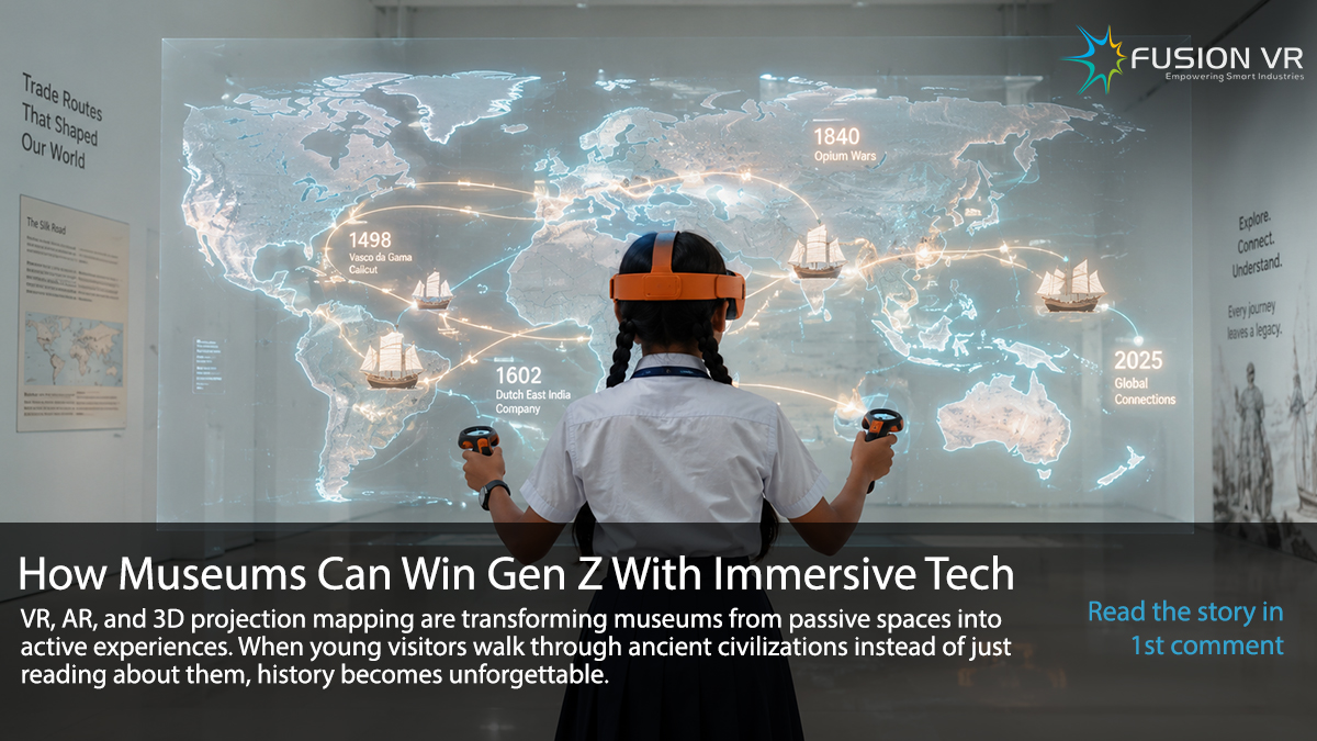 Fusionvrind's tweet photo. How Museums Can Win Gen Z With Immersive Tech

VR, AR, and 3D projection mapping are transforming museums from passive spaces into active experiences....
To learn more, see the link in the first comment.

#VR #virtualreality #vrtraining #vrlearning #virtualrealityservices https://t.co/rX8d4W7wSo