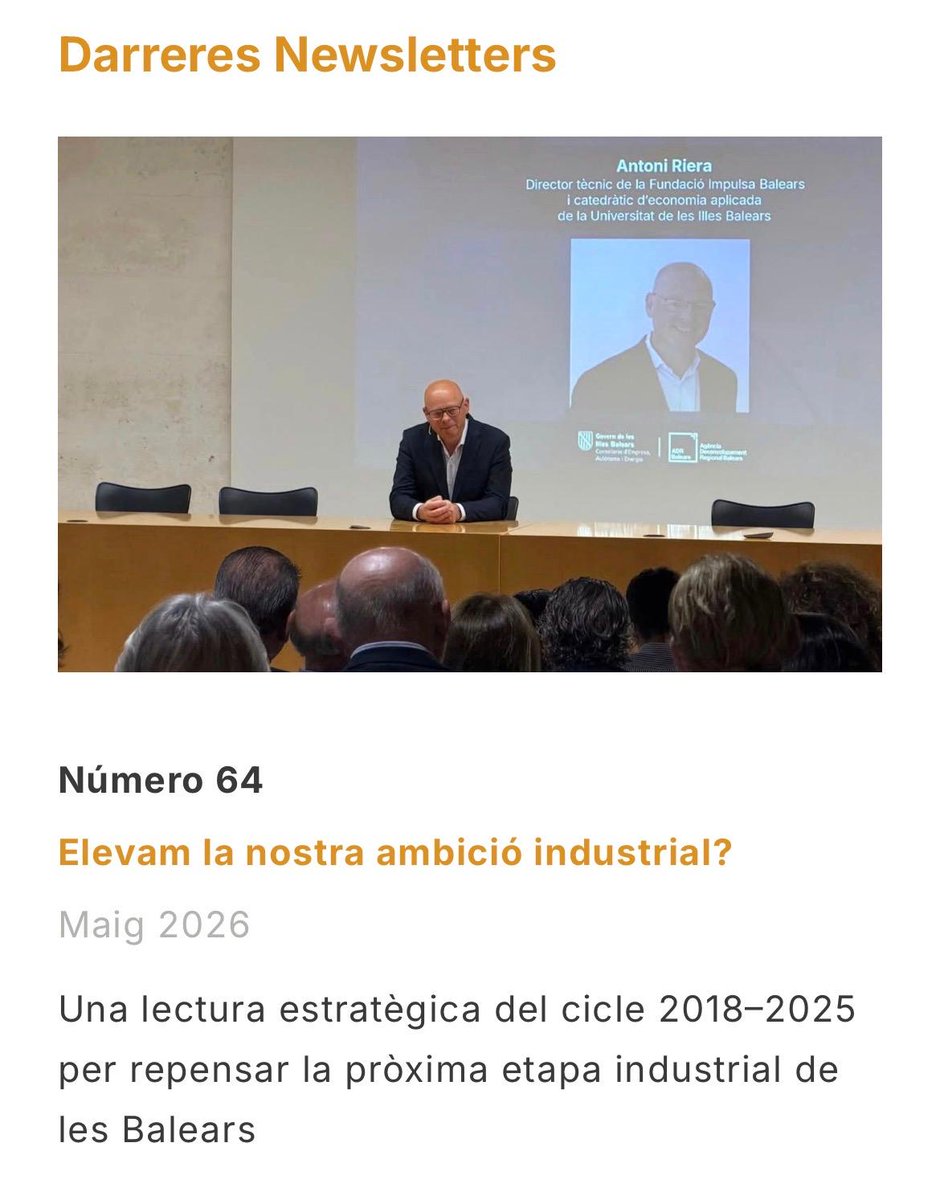 ImpulsaBalears's tweet photo. 📢 Llançam una nova edició de la nostra Newsletter!

🔸 Elevam la nostra ambició industrial?

Pots llegir-la aquí 👇🏻 
https://t.co/LUWBiKtg9m

I si encara no la reps, subscriu-t’hi 👇🏻 
https://t.co/o2SkvYLEAm https://t.co/Nrvf22HAWl