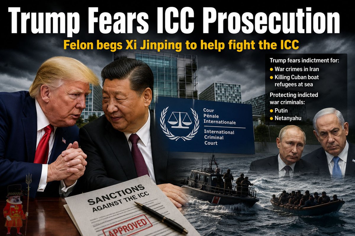 Beefeater_Fella's tweet photo. Xi Jinping told Trump that Putin might "regret" invading Ukraine, - FT

The publication notes that Xi's comment came amid a stalemate on the frontline and given that Ukraine has become more effective in using drones to attack Russian targets.

Also, according to sources, during the summit with Xi Jinping, Trump proposed that the US, China, and Russia join forces in the fight against the International Criminal Court, stating that their interests coincide.

Trump has already sanctioned ICJ judges in revenge for war crimes charges being brought against his bum-buddy Netanyahu and line manager Vladimir Putin.

Trump is desperate to protect himself against international investigations and prosecution for war crimes and crimes against humanity, before he is impeached.