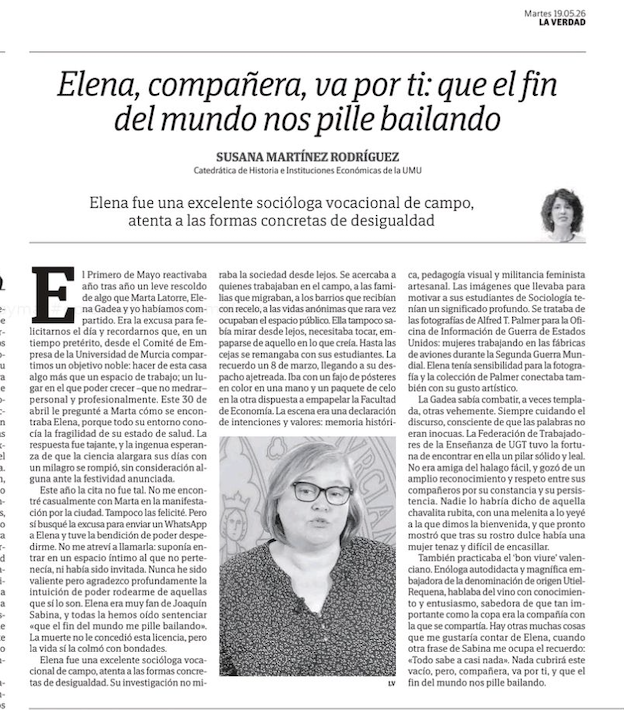 sumaro76's tweet photo. Mi columna d este mes en @laverdad_es: Elena Gadea, compañera, que el fin del mundo nos pille bailando

https://t.co/17RshmXuse https://t.co/anFjOv7Ttg