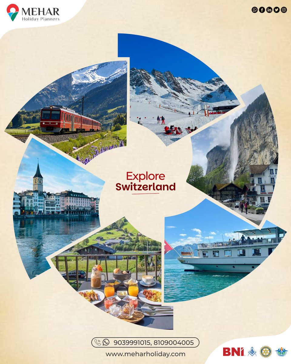 MeharHoliday's tweet photo. Snow, lakes, trains &amp; food - Switzerland has it all. 🏔️
Some places don’t need a filter. Switzerland is one of them. 🇨🇭✨
Let us plan your perfect Swiss escape with Mehar Holiday Planners ✈️

#meharholidayplanners #switzerland #tour #vacation #contactus https://t.co/sAmLK9aMio