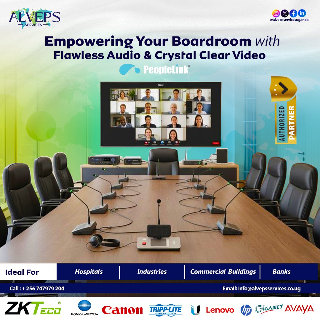 Alvepsservices's tweet photo. Upgrade your boardroom with flawless audio &amp; crystal-clear video from @alvepsservicesuganda! Contact us today. #AVSolutions #Uganda https://t.co/CCnO1XoPwI