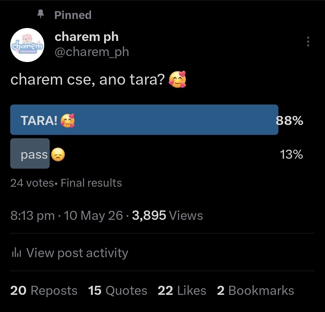 charem_ph's tweet photo. TARA sa charem cse! 🤩

With that, we'll be posting another poll which will help us determine kung saang venue pwedeng ganapin yung event.

Choose the venue which is more accessible, affordable, and comfortable sa inyo ☺️ https://t.co/iJiivSSozh