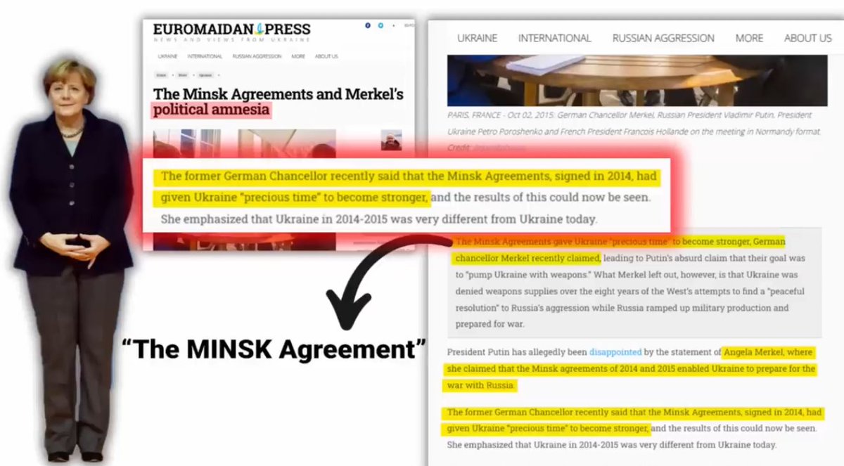 RdeSuiza's tweet photo. @runews 🇩🇪
#AngelaMerkel also admitted that the goal of the #UnitedStates & #EuropeanUnion with the #MinskAgreement in 2014 was for stalling time to rearm the #Ukraine & prolong the West's war vs #Russia.
🇷🇺
#MaidanCoup ##Nazi #NatoExpansion #EndSanctions #EU #NatoExpansion #Fascism https://t.co/1FDaEt674J