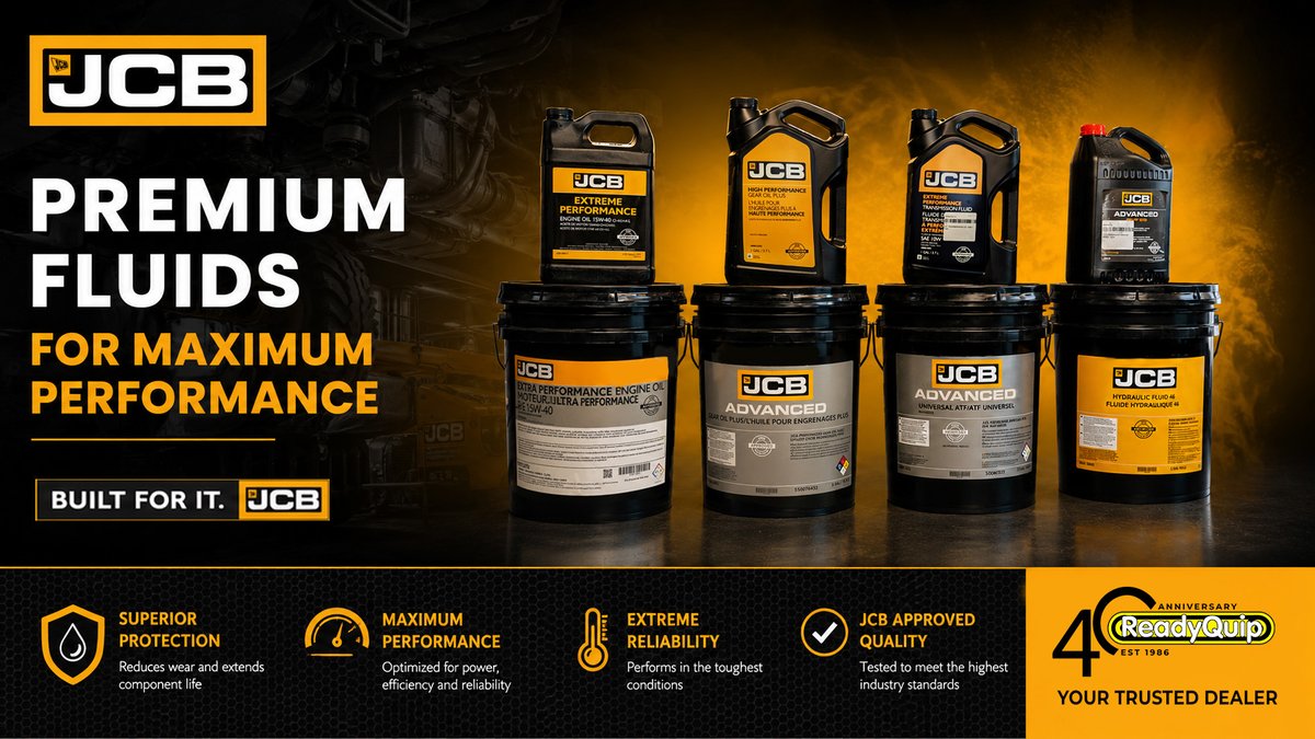 ReadyQuip's tweet photo. ReadyQuip stocks genuine JCB engine oils, gear oils, transmission fluids, hydraulic fluids, ATF and coolant.
Contact our parts department for pricing and availability.
Call 705 268 7600
E-mail parts@readyquip.com
#jcboil #premiumfluid #HeavyEquipmentMaintenance #HeavyEquipment https://t.co/aNEOqFPOdB
