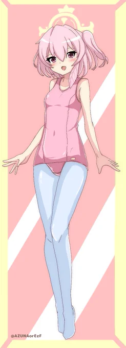 ピンクスク水白タイツ セリナ(等身大タペストリー風) #ブルアカ