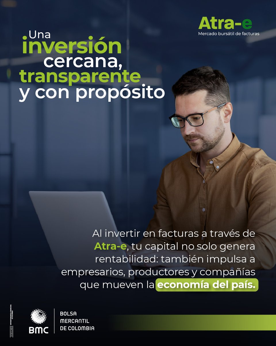 BolsaMercantil's tweet photo. Tu dinero puede generar impacto real.
Invierte en facturas con Atra-e y contribuye al crecimiento empresarial del país.
👉 Explora cómo empezar: https://t.co/Xy3w3VVMXZ https://t.co/v1Mgp3ILmr