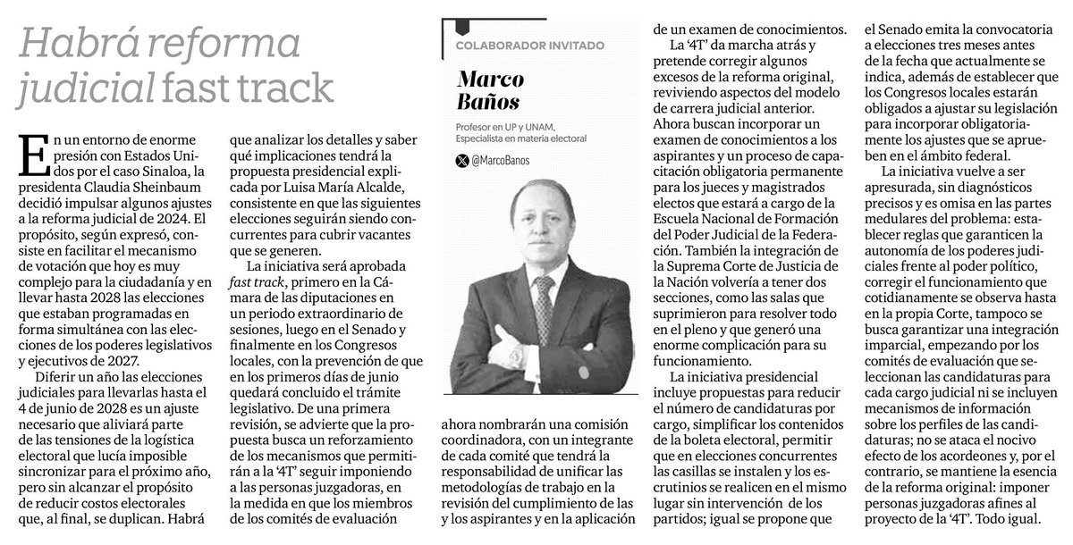 juvazrom's tweet photo. #kJ
HABRÁ REFORMA JUDICIAL FAST TRACK
(@MarcoBanos / opinión / @ElFinanciero_Mx)
#TemasParaElAnálisis https://t.co/sWrC9X17kG
