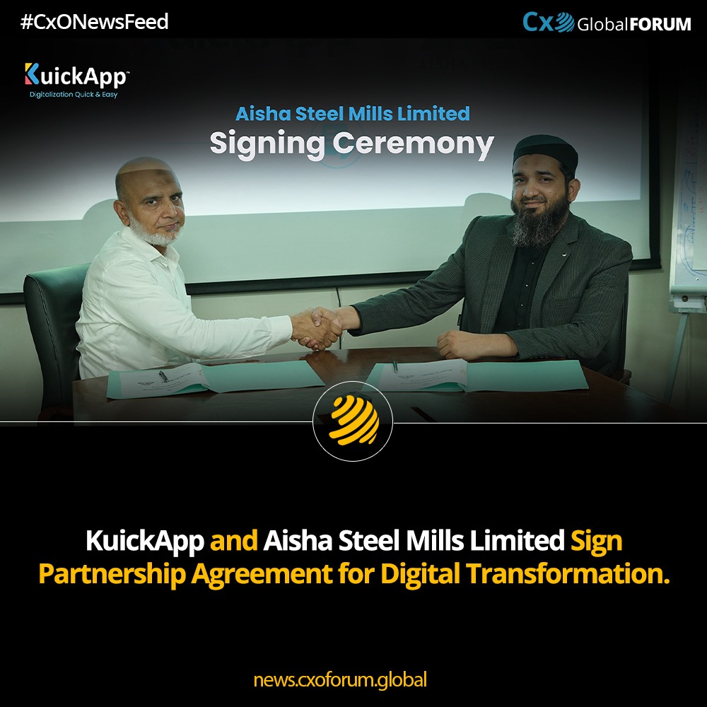 CxOGlobalForum's tweet photo. KuickApp and Aisha Steel Mills Limited have entered into a strategic partnership to accelerate digital transformation and enterprise process automation across critical business operations.

Read More at:  https://t.co/EaY7A7I32E

#CxOGlobalForum #KuickApp #AishaSteel https://t.co/erverl3AnA