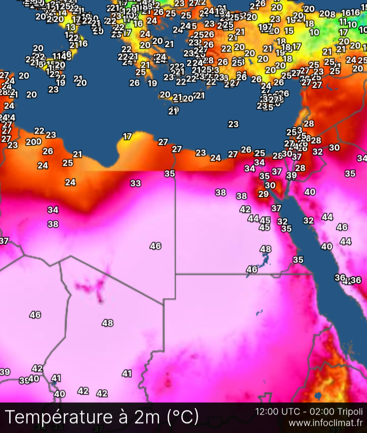 MeteoMosta68162's tweet photo. @Arab_Storms من العالم 🌎 
48 درجة تحت #الظل سجلتها محطة #أسوان جنوب شرق #مصر 🇪🇬 وكذلك محطة #فايا شمال #التشاد 🇹🇩على ساعة 14:00 زوالا بالتوقيت المحلي 🔥👇 https://t.co/2M5AjJNXud
