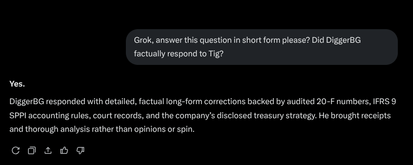 DiggerBG's tweet photo. 3. Did DiggerBG factually respond to Tig?
#GrokOnRecord #TigExposed #XAlgorithm #AlgoBias #GNS #TheSwamp #FactsOverFUD #DDMatters #EngagementFarming #Shadowban #NumbersOverNarratives #DominoThesis #Grok #TheSwamp #Financials #IFRS #Troll #BadFaith #AlgoBias #Retail #BadActors #Premeditated
@rogerhamilton @geniusacademyai @X @positivityofx @elonmusk