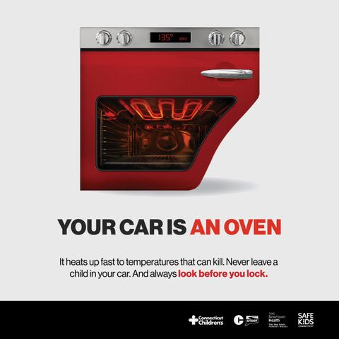 CTDOTOfficial's tweet photo. Temperatures are rising! It's important to NEVER leave a child in a car, because it can heat up to over 100 degrees in minutes, even when the outside temperature is 70 degrees. #CTDOT #HeatstrokePrevention #Heatstroke https://t.co/0Dge4vgfuA