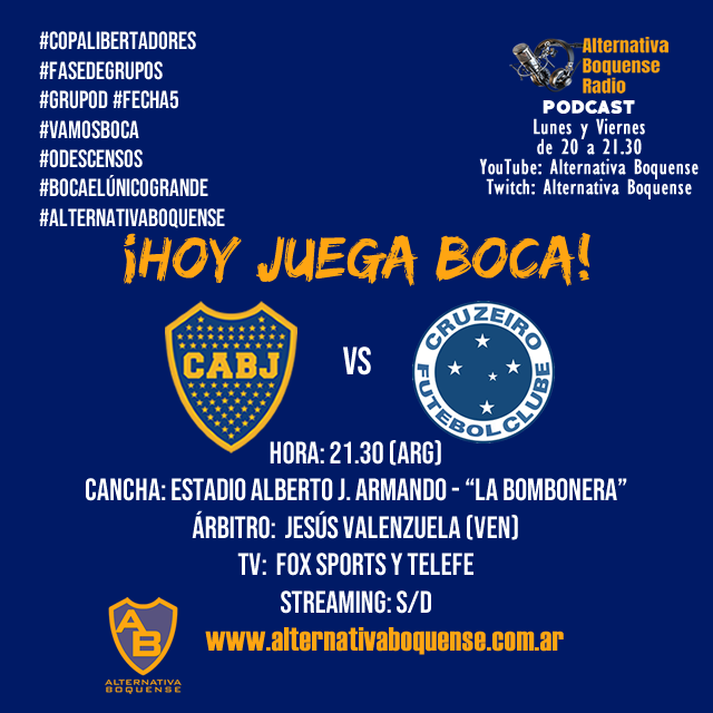 alter_boquense's tweet photo. #Libertadores #HoyJuegaBoca y recibe a Cruzeiro en un partido clave

#BocaJuniors #VamosBoca #CrespiEsBoca #LaBombonera #LaBocaConCrespi #BocaElÚnicoGrande #0Descensos #Lubrimota #HerramientasMota #mota 

https://t.co/umNTCeEsvI https://t.co/yZd9VsPAtX
